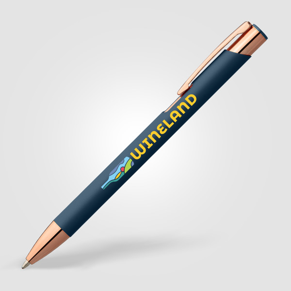 Stylo Crosby Softy Rose Gold - Bleu marine / Jet d’encre 4 couleurs