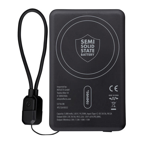 Powerbank sans fil magnétique 15W WATTRON PRO V ALU - noir / 5000 mAh
