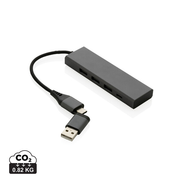 Terra RCS taaskasutatud alumiiniumist USB-jaotur 3 pordiga