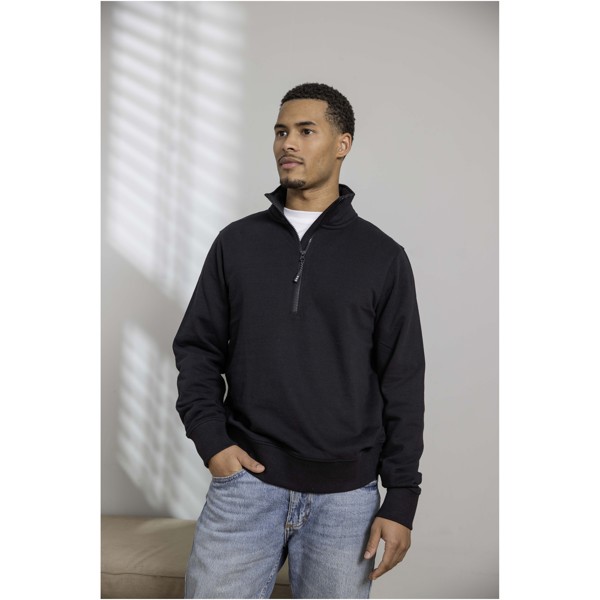 Tin unisex Aware™ recycled quarter zip sweater - Solid Black / 3XL