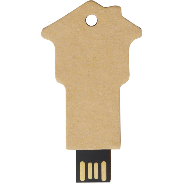 Clé USB 2.0 en papier recyclé en forme de maison - Marron kraft / 4GB