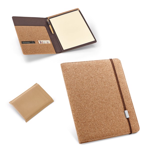 SERPA. A4 cork folder with a block of plain pages