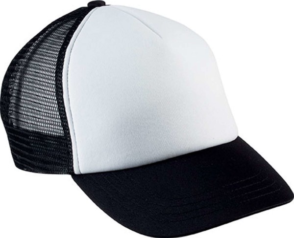 Kids' Trucker Mesh Cap - 5 Panels - White / Black