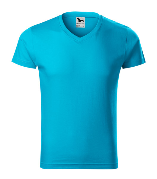 Tričko Pánské Malfini® Slim Fit V-Neck - Tyrkysová / M