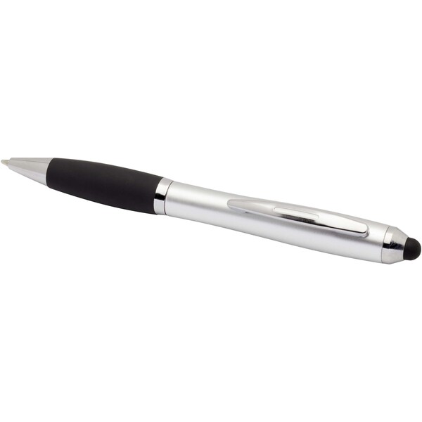 Nash RCS recycled plastic stylus ballpoint pen with coloured barrel and black grip (blue ink) - Silver