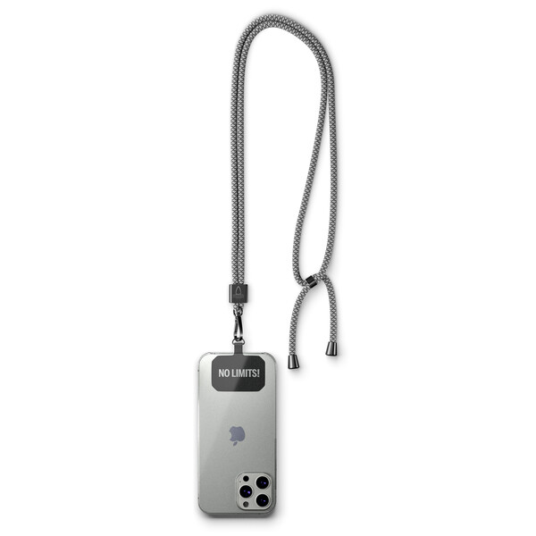 Crossbody, trendy 2-tone cord phone holder made of recycled polyester (rPET) - Dark Azure Blue / Silver accessories