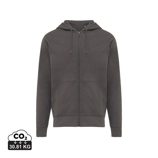 Mikina na zips s kapucňou Iqoniq Abisko z recykl. bavlny - Antracitová / XXL
