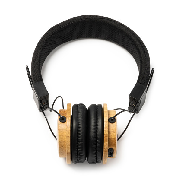 Auriculares inalámbricos personalizados de RPET y bambú con Bluetooth 5.0