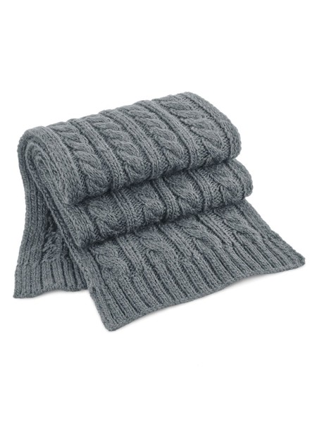 Cable Knit Melange Scarf - Light Grey