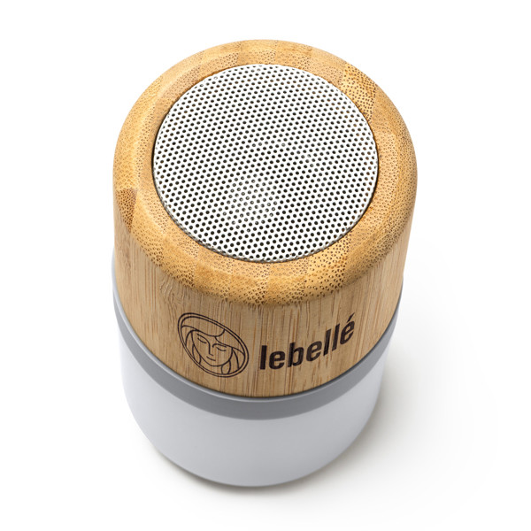 Personalised wireless bamboo speaker with multicolour LED light
