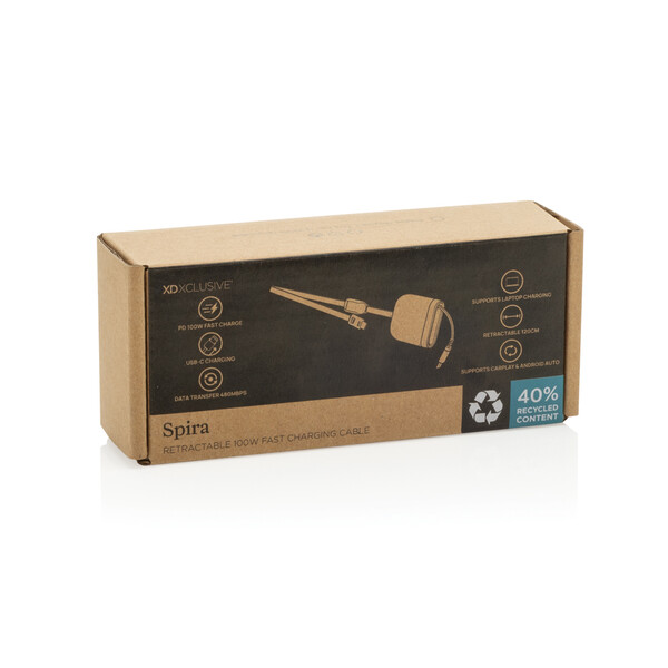 Spira RCS recycled retractable 100W fast charging cable