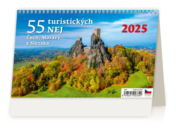 Stolní kalendář 55 turistických nej Čech, Moravy a Slezska 2025