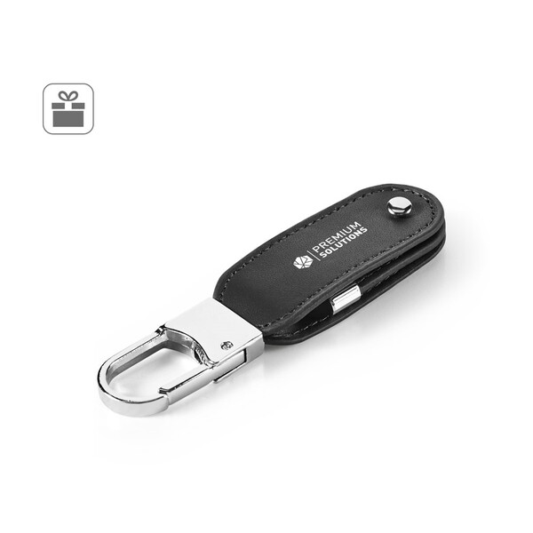 BRAGG 8GB. USB memorija s 8 GB u PU i s karabinerom - Crna
