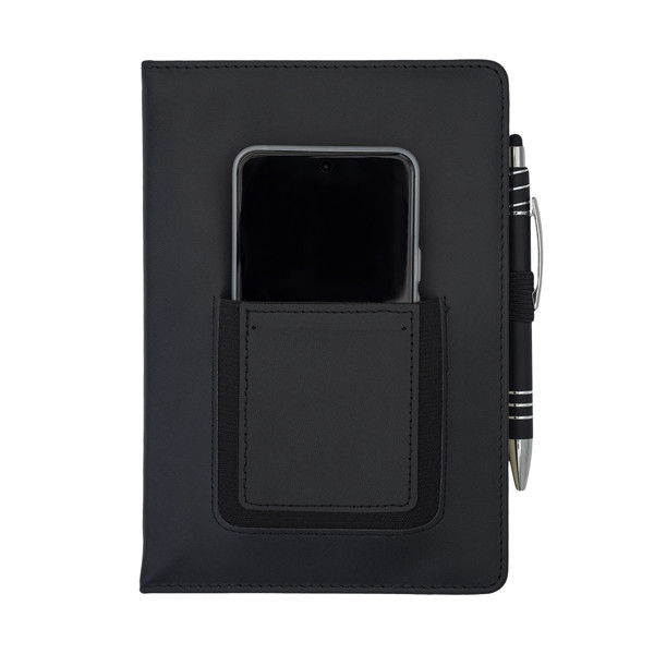 Eibar notepad with phone pocket - Black