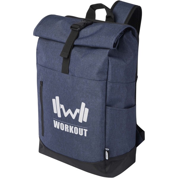 Sac à dos Libra recyclé GRS avec rabat enroulable pour ordinateur portable de 15,6" 12L - Bleu cobalt