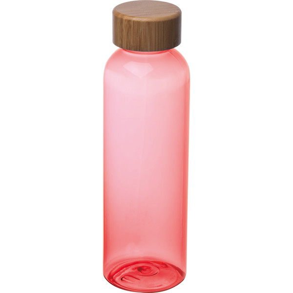 PET drinking bottle with bamboo lid, 500ml SAMBOR - Red