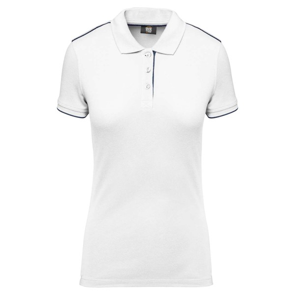 Ladies' Short-Sleeved Contrasting Daytoday Polo Shirt - White / Navy / 2XL