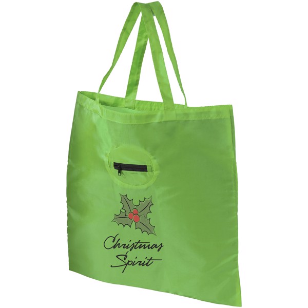 Take-away foldable shopping tote bag with keychain - Lime