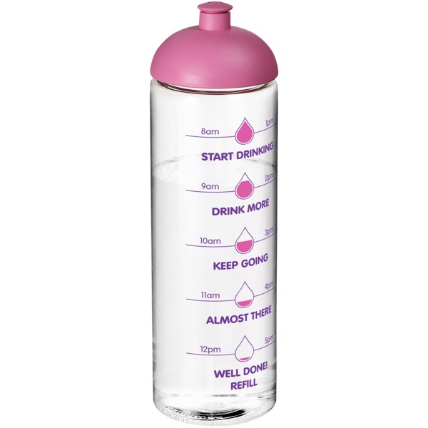 H2O Vibe 850 ml sportovní lahev s kupolovitým víčkem - Průhledná / Růžová