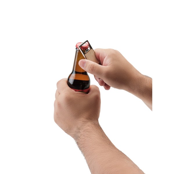 SYLVESTER. Rectangular iron keychain with bottle opener