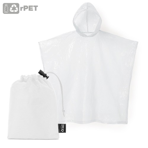 PONCHO WITH RPET BAG "BROSS" - White