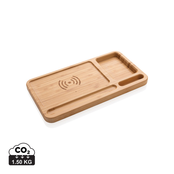 XD - Bamboo desk organiser 5W wireless charger