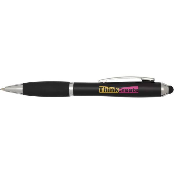 Penna a sfera con pennino in plastica riciclata RCS con fusto colorato e impugnatura di colore nero (inchiostro nero) Nash - Nero