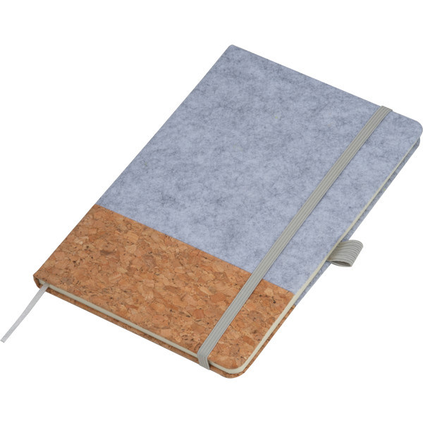 A5 notebook out of cork and felt TERESA - Silvergrey