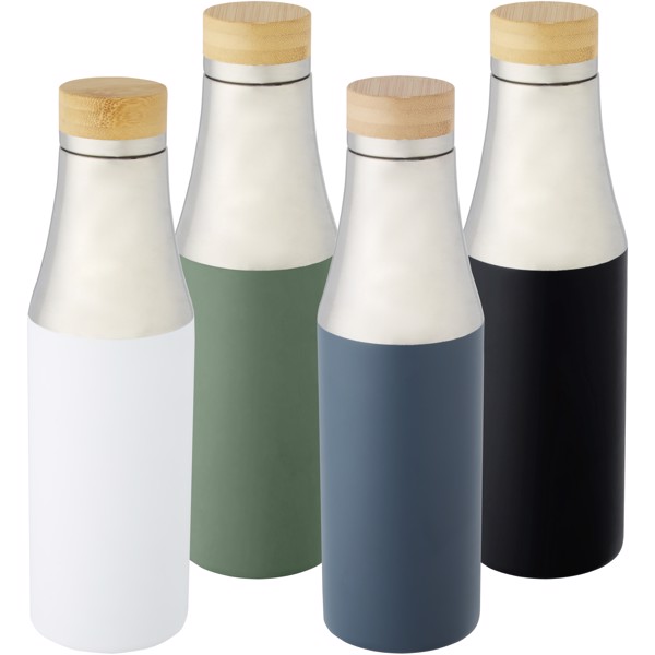 Garrafa de 540 ml de cobre isolada a vácuo em aço inoxidável com tampa de bambu "Hulan" - Branco