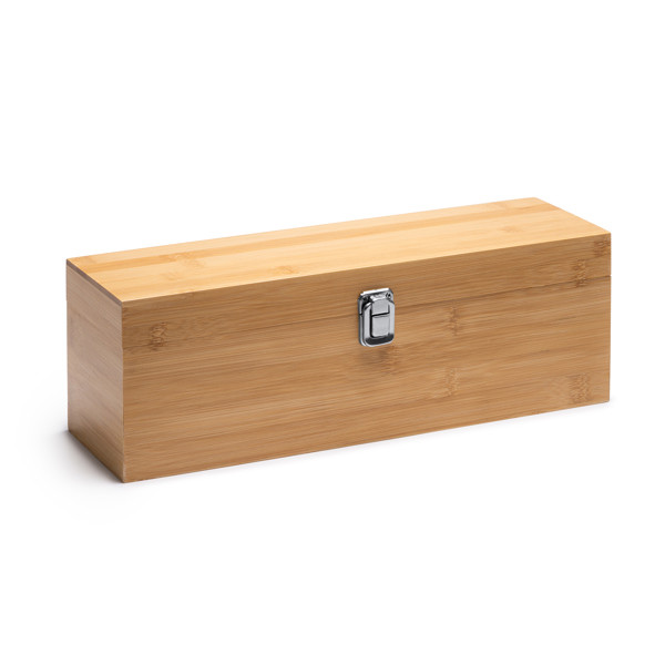 Personalised bamboo wine gift set with sommelier accessories