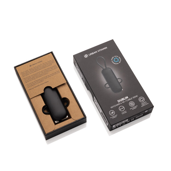 Urban Vitamin Dublin 100W 4-v-1 kabel na klíčenku - Černá