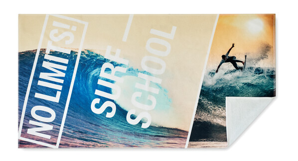 Full colour beach towel in 350gsm cotton and recycled polyester (rPET) - 70x140cm / Individual polybag
