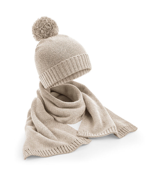 Set Con Sciarpa E Berretto Lavorati A Maglia - Oatmeal Fleck / ONE SIZE