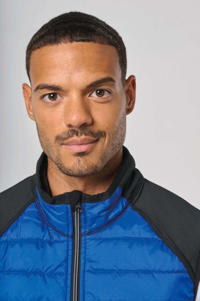 Dual-Fabric Sleeveless Sports Jacket - Dark Royal Blue / Black / XS