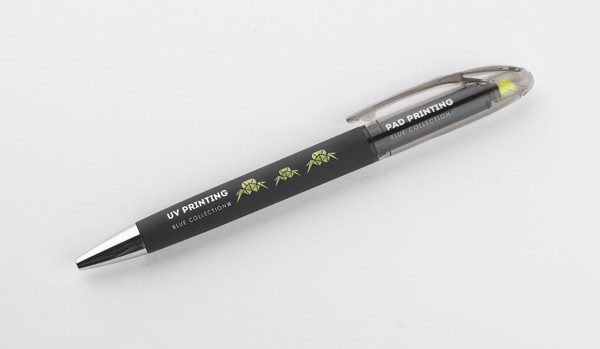 Ball pen with highlighter HILIG - yellow
