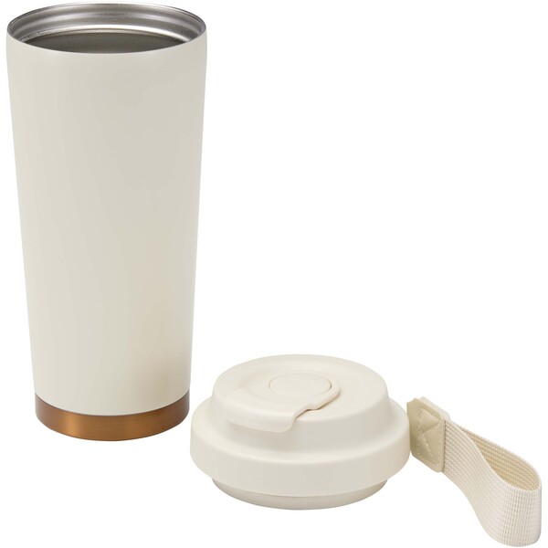Hampton 480 ml RCS recycled stainless steel double wall vacuum insulated tumbler - Cream