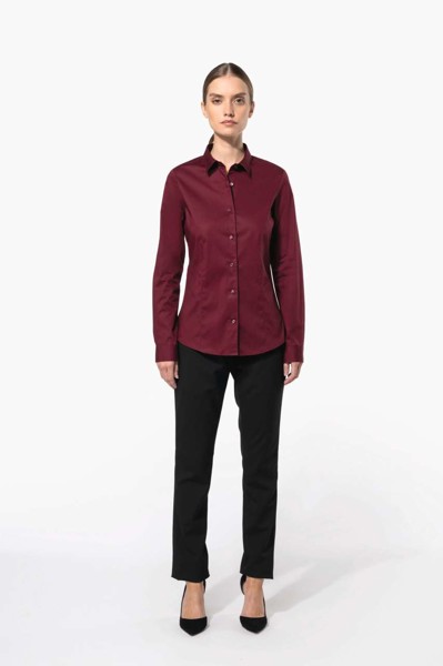 Ladies' Long-Sleeved Stretch Shirt - White / 2XL