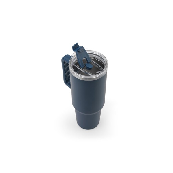 JOYNER XL. Velký cestovní hrnek z nerezové oceli (91 % recyklovaný) s vakuově izolovanou dvojitou stěnou a matným povrchem 1300 ml - Námořnická Modrá