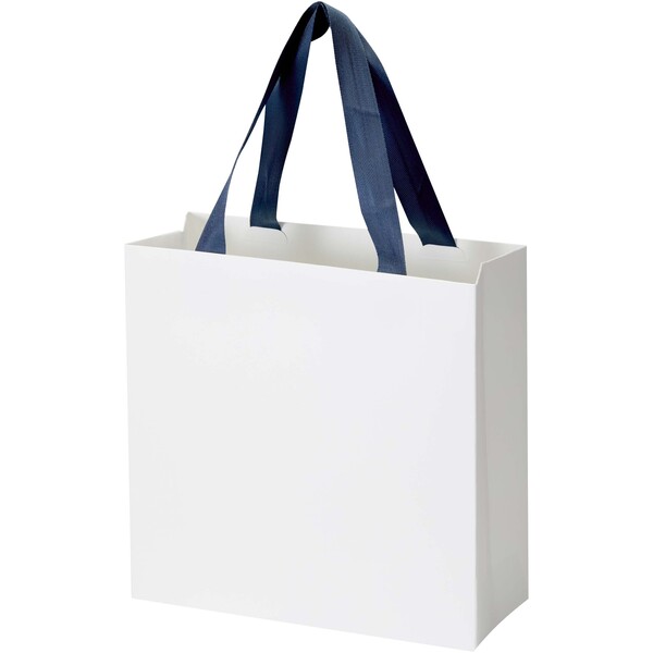 Smartfold 210 g/m² paper bag with ribbon handles and matt lamination -  24 x 10 x 24 cm - Blue