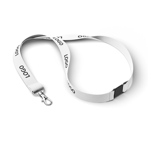 Organic cotton screenprint lanyard - 20mm width / Metal carabiner / Safety breakaway