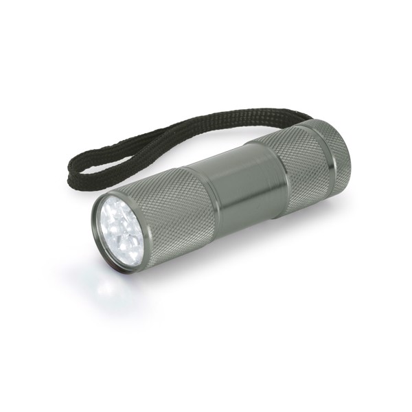 FLASHY. Lampe de poche en aluminium avec 9 LED - Gun Metal