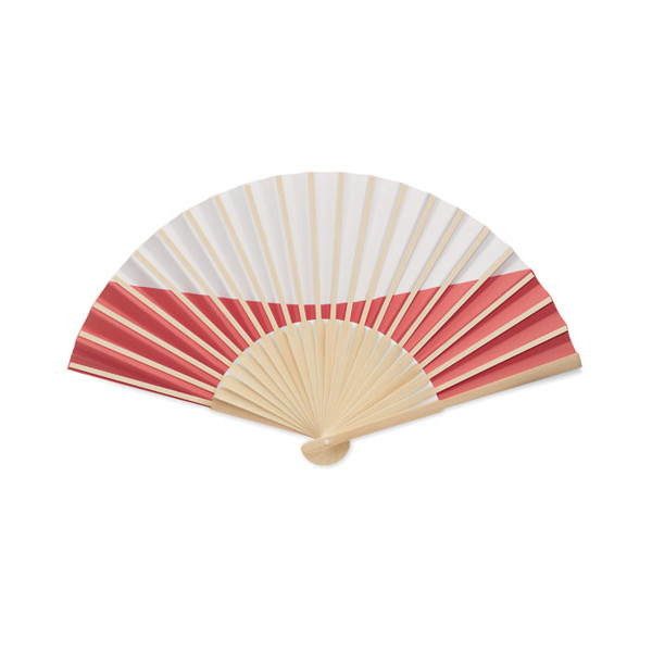 Funfan manual hand fan, bamboo, paper fabric - White