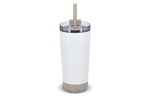 InSideOut Stainless Steel Double-Walled Norden Drink Cup with Straw  600ml - White
