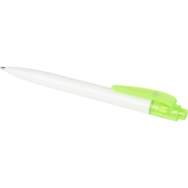 Esferográfica de plástico do oceano Thalaasa (tinta preta) - Verde transparente / Branco