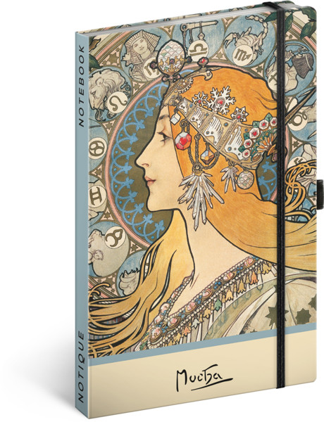 Notique Notes Alfons Mucha – Zodiak, Tečkovaný, 13 x 21 cm