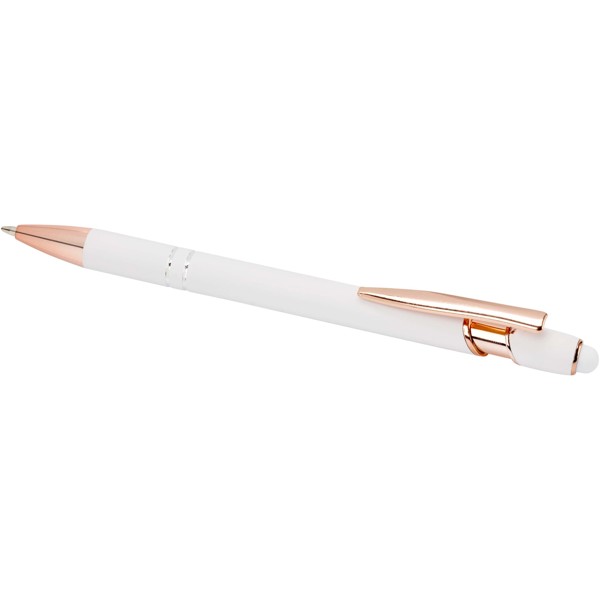 Stylo bille Nanna avec finition or rose (encre bleue) - Blanc