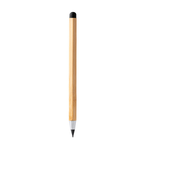 Personalised multifunctional bamboo pencil with touchscreen stylus and engraved ruler