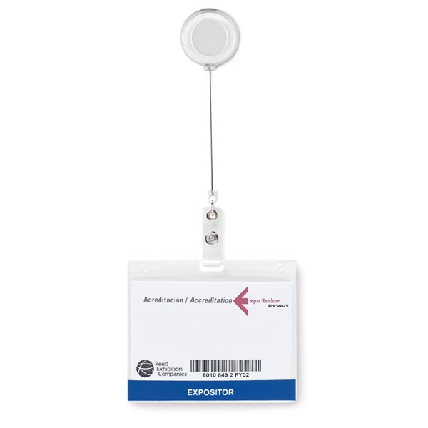 Lades badge holder, ABS, metallic clip - Transparent White