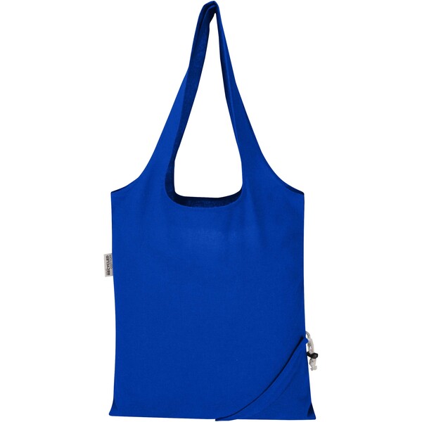 Madras Blend 140 g/m² GRS recycled foldable cotton tote bag 7L - Royal Blue