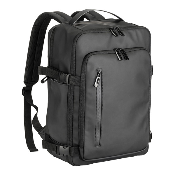 Reiserucksack In Kabinengröße Mit Laptopfach (15 Zoll) Aus Weichem Pu-Material - Schwarz